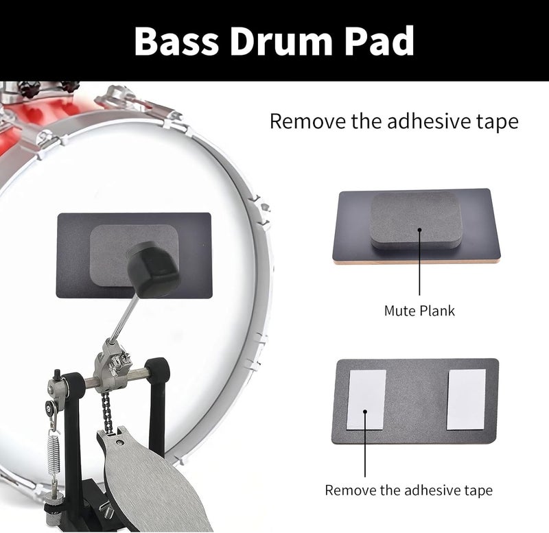 Seteol Drum Mute Pads, Cymbal Silencers Set, 12-Piece Drum Dampeners Kit with Cymbal Pad + Drum Pads + Drumstick, Compatible with 10''/12”/14”/16” Drums - Image 3